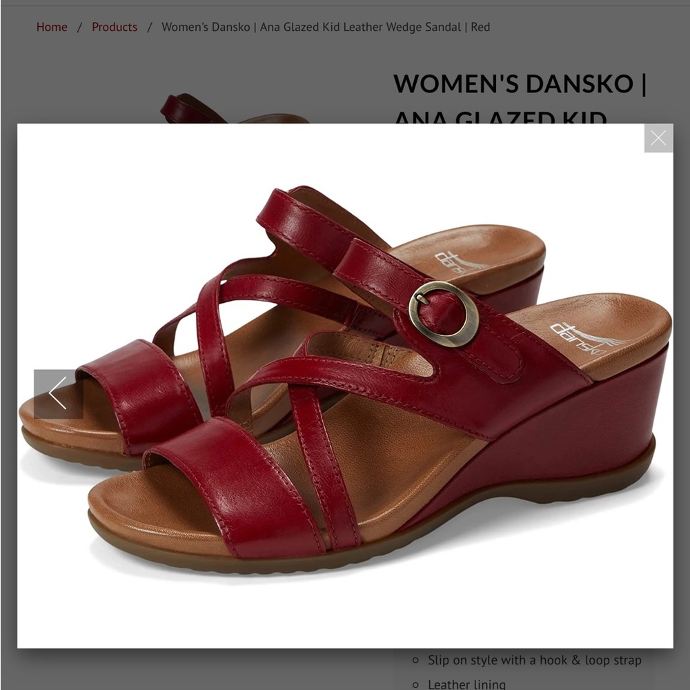 DANSKO Red Ana Glazed leather Wedge Sandals 39